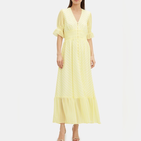 Notes Du Nord Kennedy Maxi Dress Yellow White Stripe 36 Small NWT - Picture 2 of 12